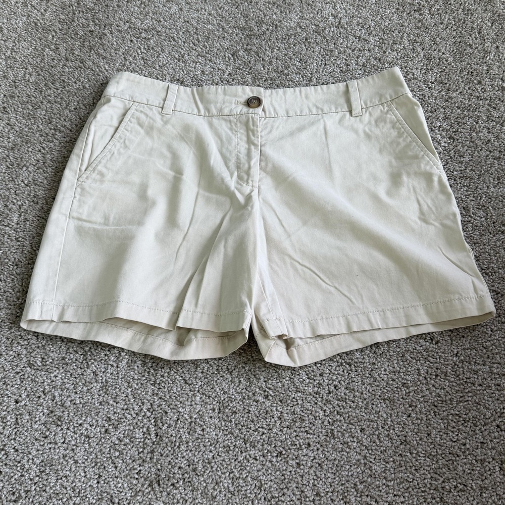 LOFT Outlet Chino Shorts Womens 8 Beige Twill 6" Short Casual Summer Zip Fly